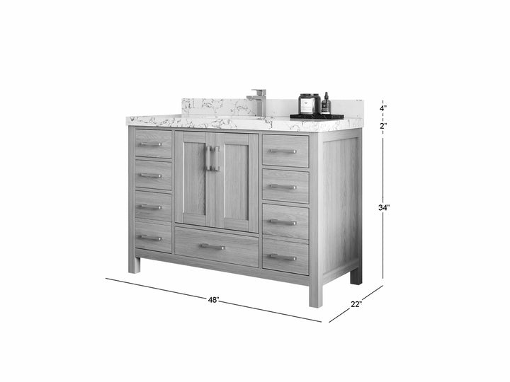Malibu White Oak 48 in. W x 22 in. D Single Sink Bathroom Vanity - photo 5
