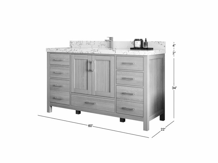 Malibu White Oak 60 in. W x 22 in. D Single Sink Bathroom Vanity - photo 5