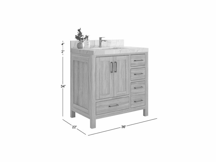 Malibu Teak Wood 36 in. W x 22 in. D Center Sink Bathroom Vanity - photo 6