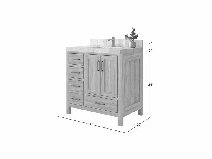 Malibu Teak Wood 36 in. W x 22 in. D Center Sink Bathroom Vanity - photo 6
