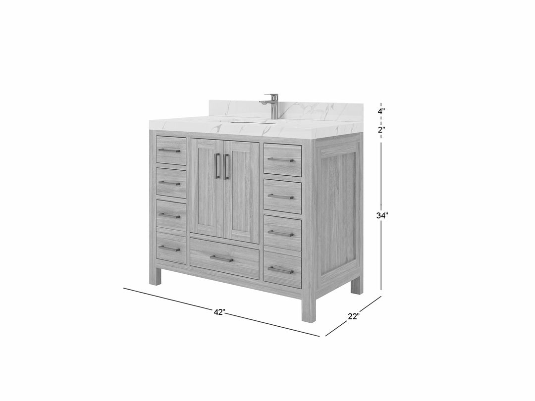 Malibu Teak Wood 42 in. W x 22 in. D Single Sink Bathroom Vanity