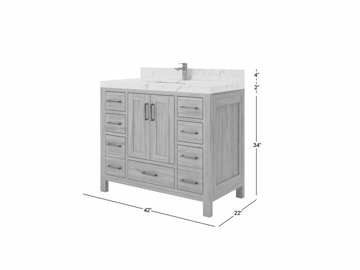 Malibu Teak Wood 42 in. W x 22 in. D Single Sink Bathroom Vanity - photo 9