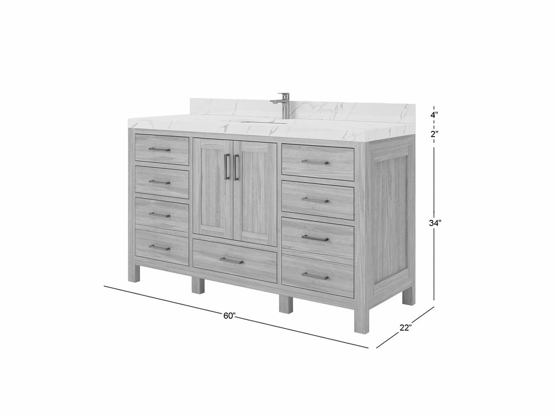 Malibu Teak Wood 60 in. W x 22 in. D Single Sink Bathroom Vanity