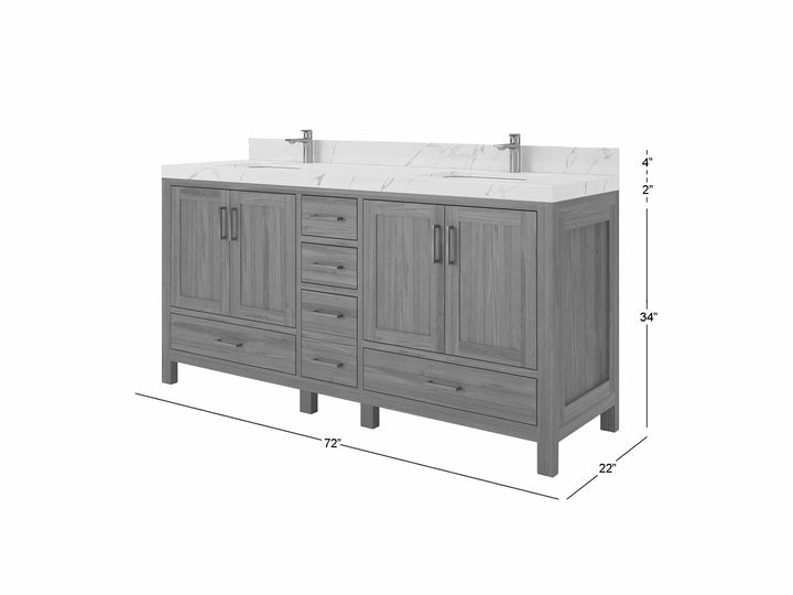 Malibu Teak Wood 72 in. W x 22 in. D Double Sink Bathroom Vanity - photo 7