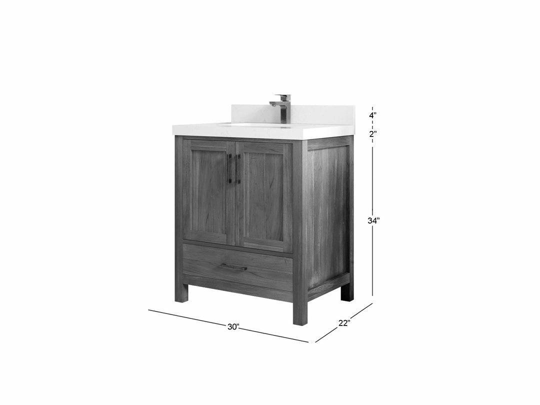 Malibu Teak Wood 30 in. W x 22 in. D Single Sink Bathroom Vanity
