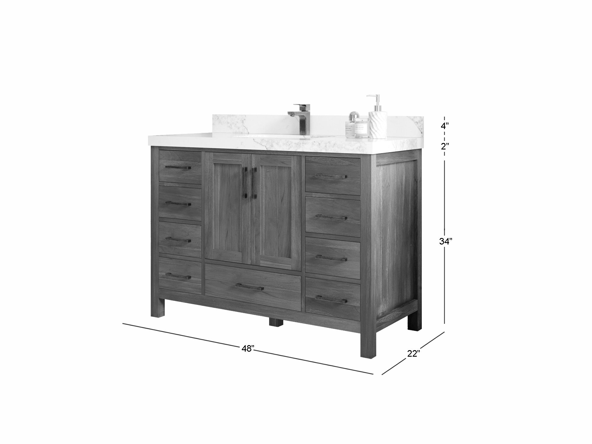 Malibu Teak Wood 60 in. W x 22 in. D Single Sink Bathroom Vanity