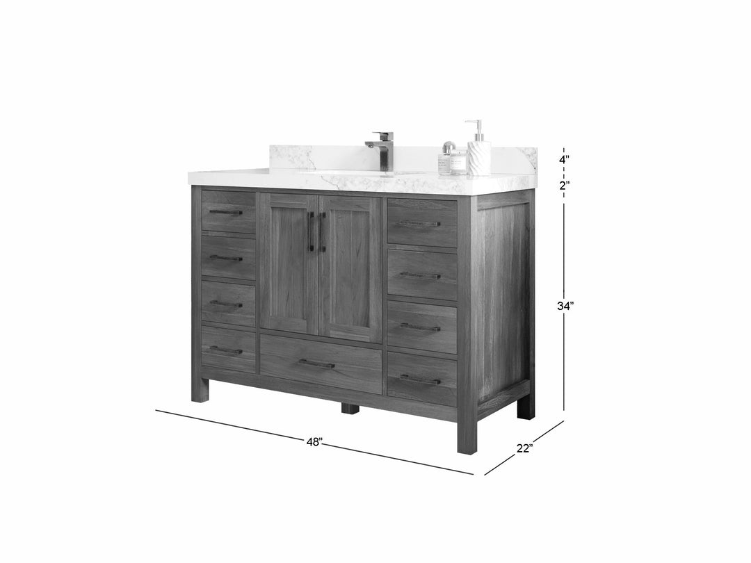 Malibu Teak Wood 48 in. W x 22 in. D Single Sink Bathroom Vanity