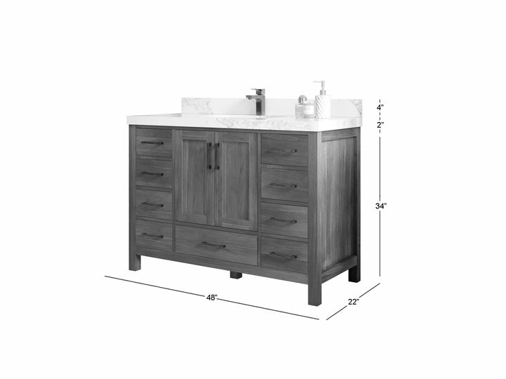 Malibu Teak Wood 48 in. W x 22 in. D Single Sink Bathroom Vanity - photo 5