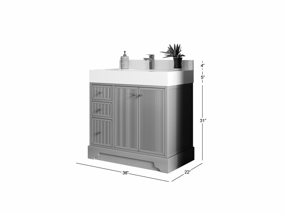 Manhattan 36 in. W x 22 in. D Center Sink Bathroom Vanity