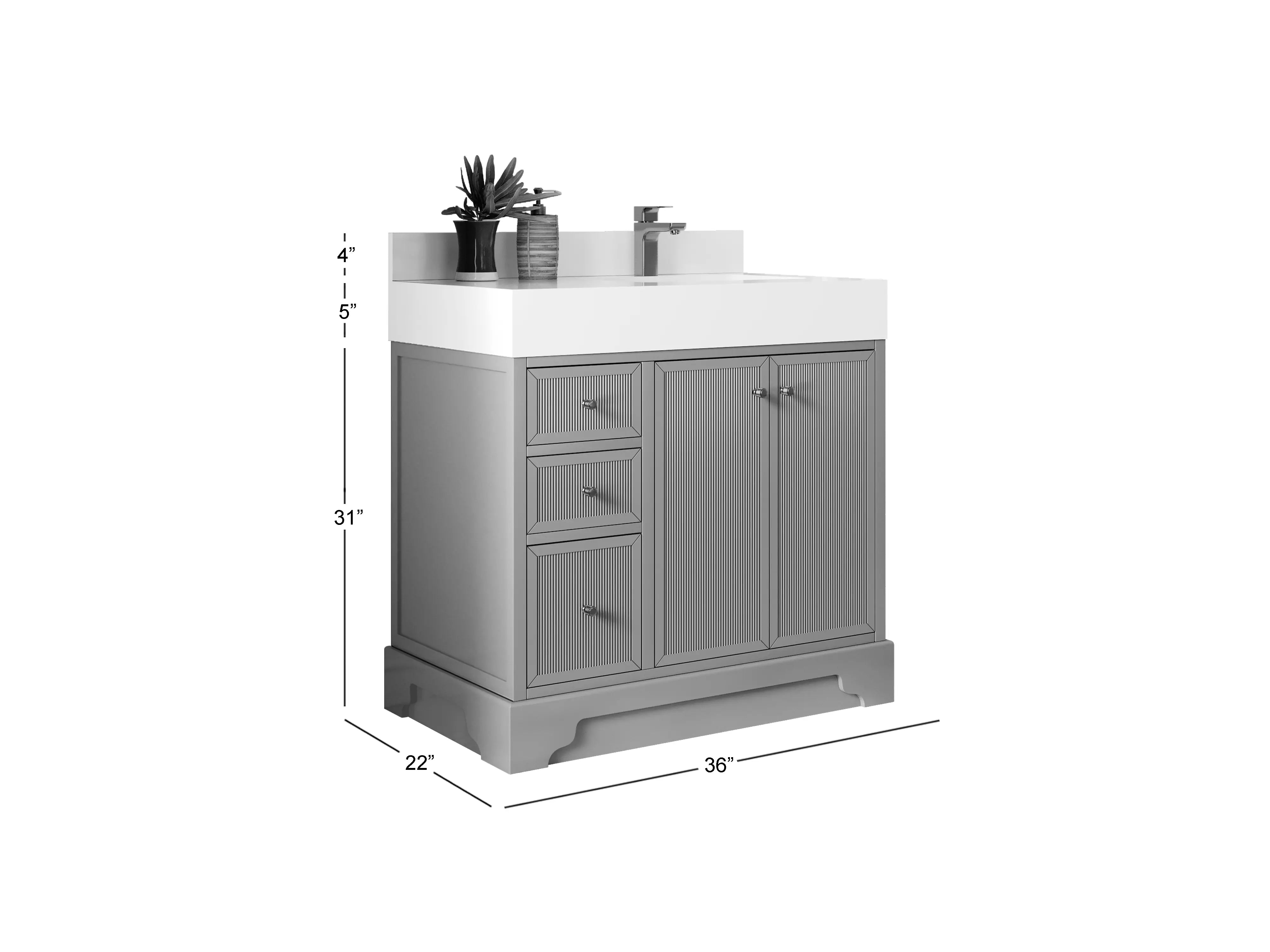Manhattan 36 in. W x 22 in. D Right Offset Sink Bathroom Vanity