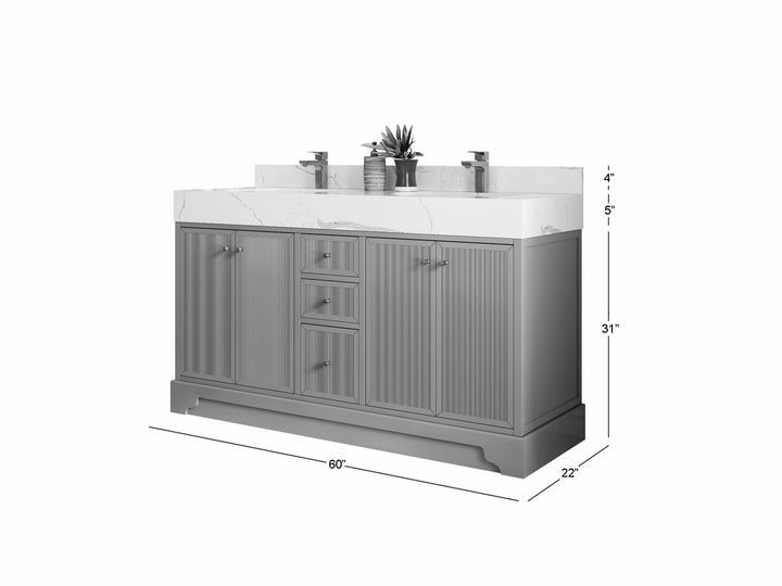 Manhattan 60 in. W x 22 in. D Double Sink Bathroom Vanity - photo 1