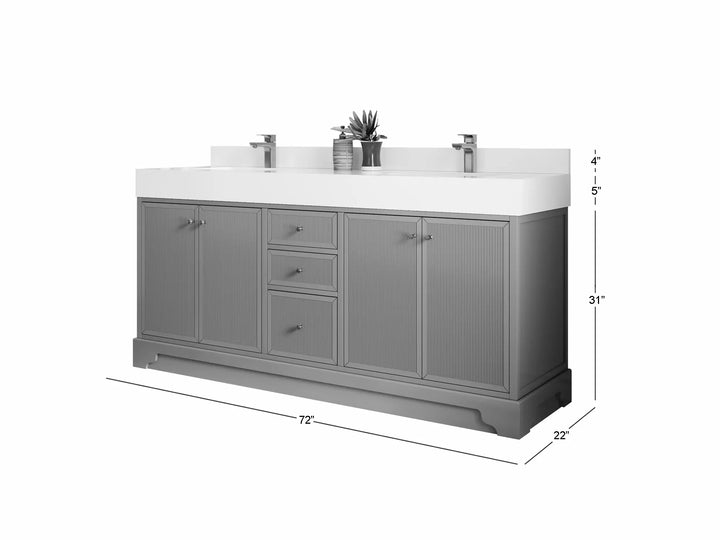 Manhattan 72 in. W x 22 in. D Double Sink Bathroom Vanity - photo 5