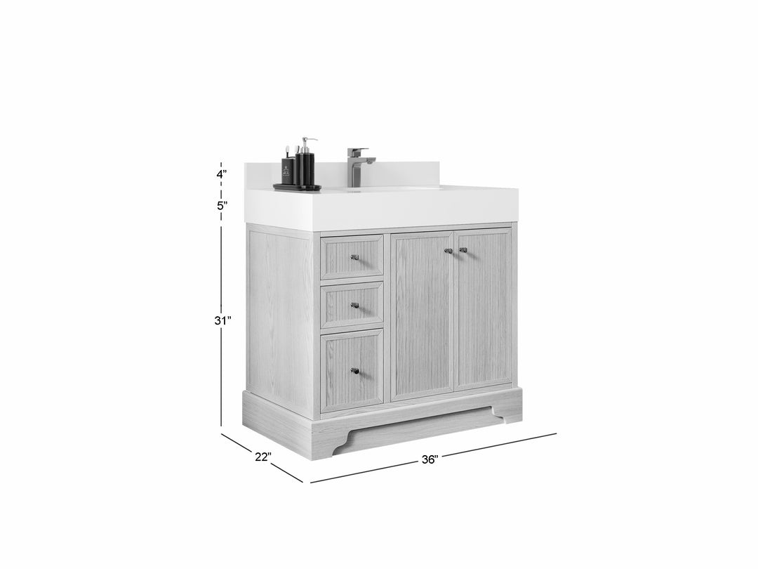 Manhattan White Oak 36 in. W x 22 in. D Center Sink Bathroom Vanity
