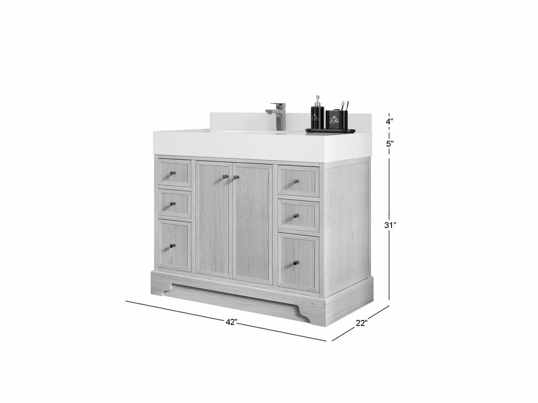 Manhattan White Oak 42 in. W x 22 in. D Single Sink Bathroom Vanity