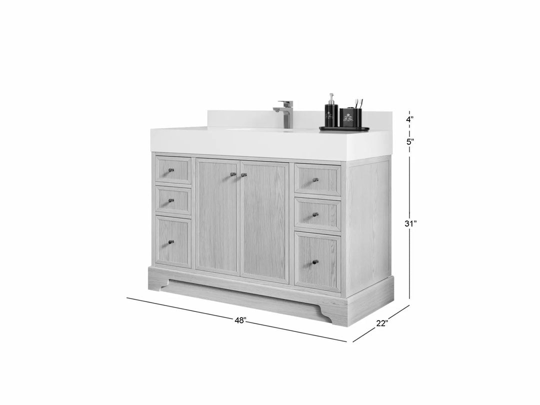Manhattan White Oak 48 in. W x 22 in. D Single Sink Bathroom Vanity
