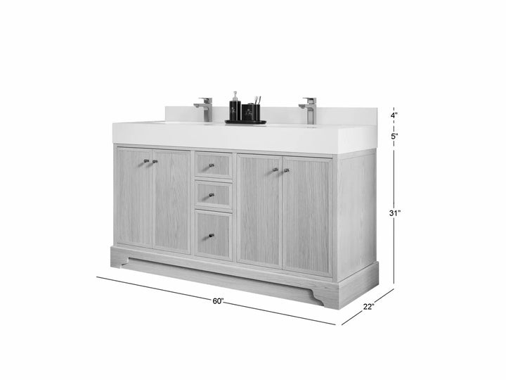 Manhattan White Oak 60 in. W x 22 in. D Double Sink Bathroom Vanity - photo 5