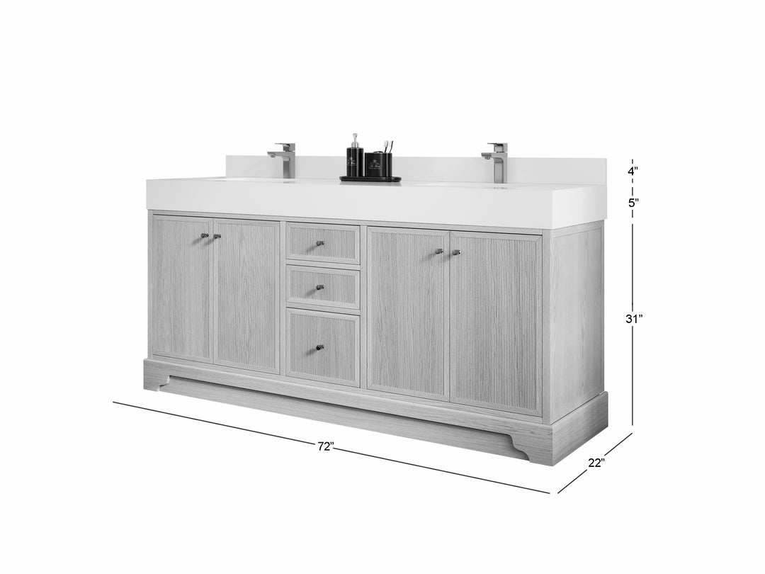 Manhattan White Oak 72 in. W x 22 in. D Double Sink Bathroom Vanity