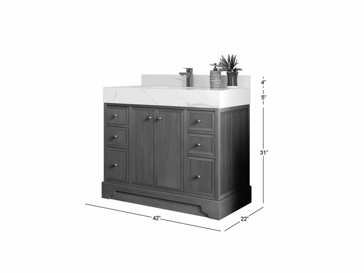 Manhattan Teak Wood 42 in. W x 22 in. D Single Sink Bathroom Vanity - photo 5