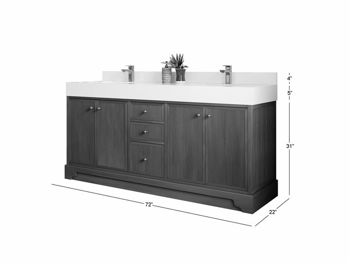 Manhattan Teak Wood 72 in. W x 22 in. D Single Sink Bathroom Vanity - photo 5