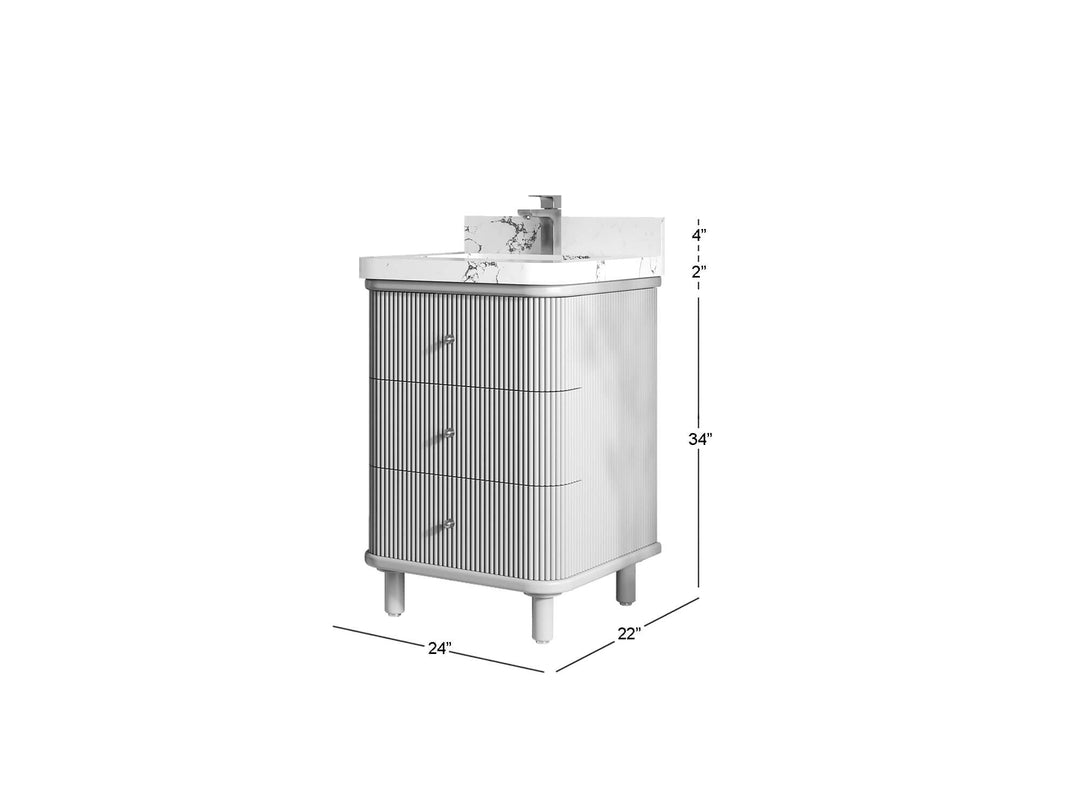 Miami 24 in. W x 22 in. D Single Sink Bathroom Vanity in Evergreen with Countertop - Dimensions