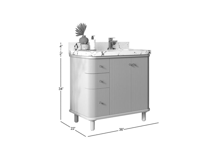 Miami 36 in. W x 22 in. D Right Offset Sink Bathroom Vanity - photo 5