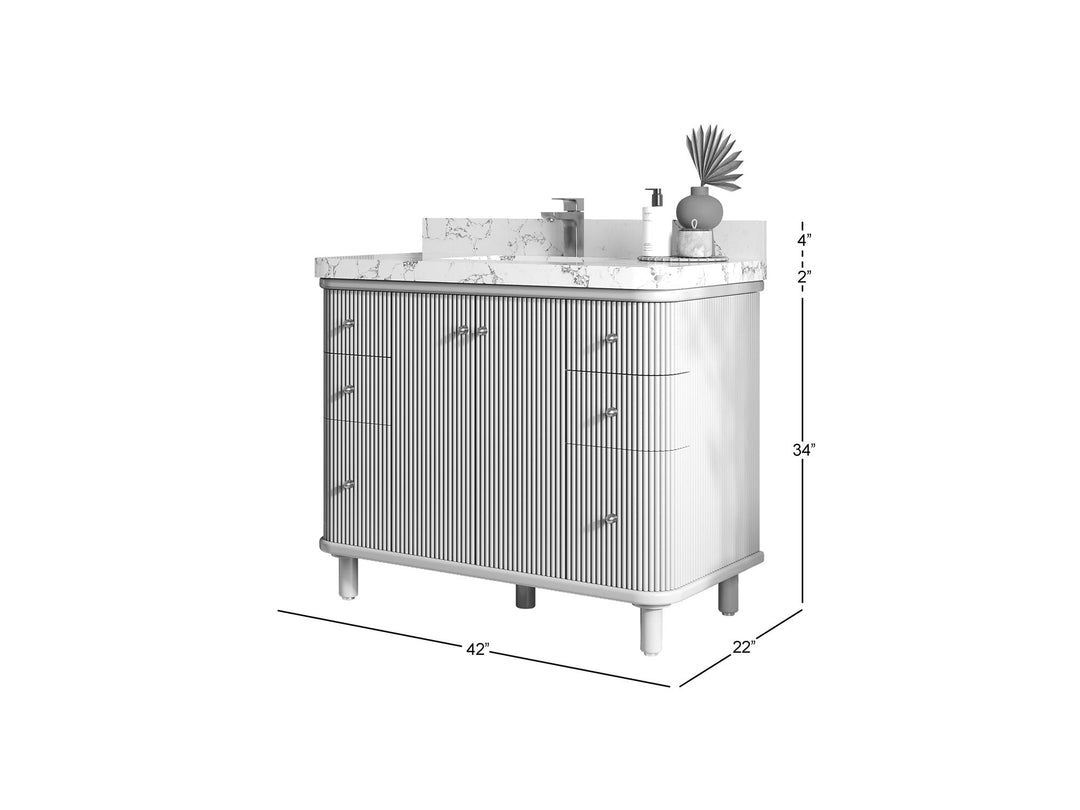 Miami 42 in. W x 22 in. D Single Sink Bathroom Vanity in Evergreen with Countertop - Dimensions