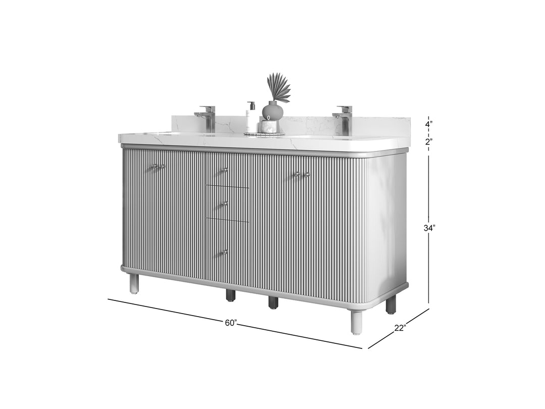 Miami 60 in. W x 22 in. D Double Sink Bathroom Vanity | 
              
                Alabaster
                
                  
             - MIA-CAB-ALB-59D - photo №7