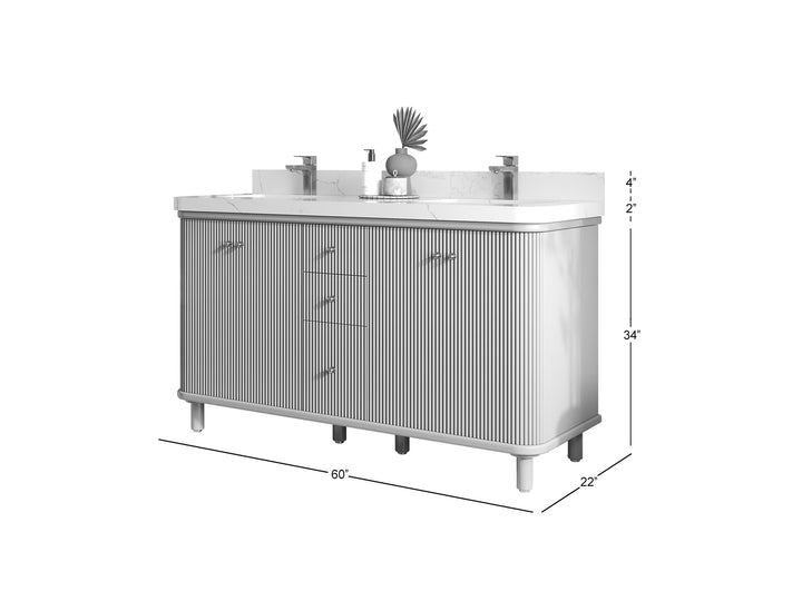 Miami 60 in. W x 22 in. D Double Sink Bathroom Vanity - photo 7