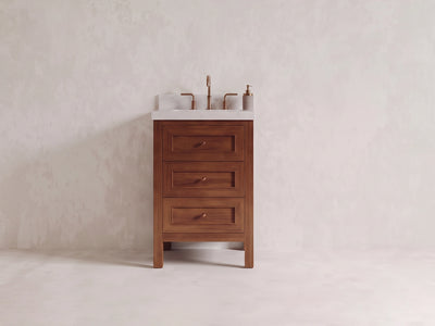 Nashville Teak Wood 24 in. W x 22 in. D Single Sink Bathroom Vanity