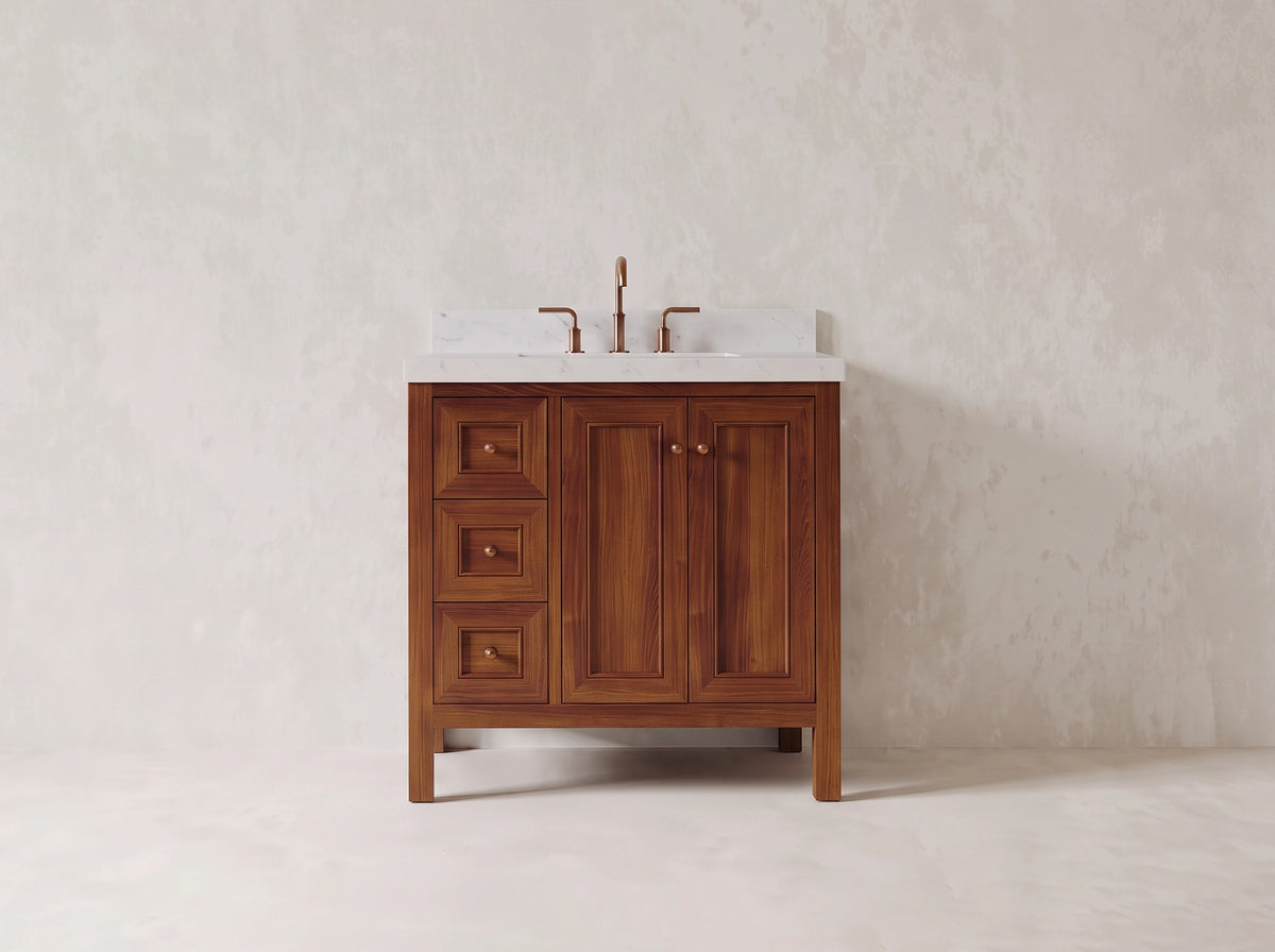 Nashville 36 in. W x 22 in. D Center Sink Teak Wood Bathroom Vanity