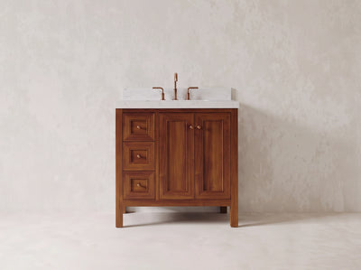 Nashville 36 in. W x 22 in. D Center Sink Teak Wood Bathroom Vanity