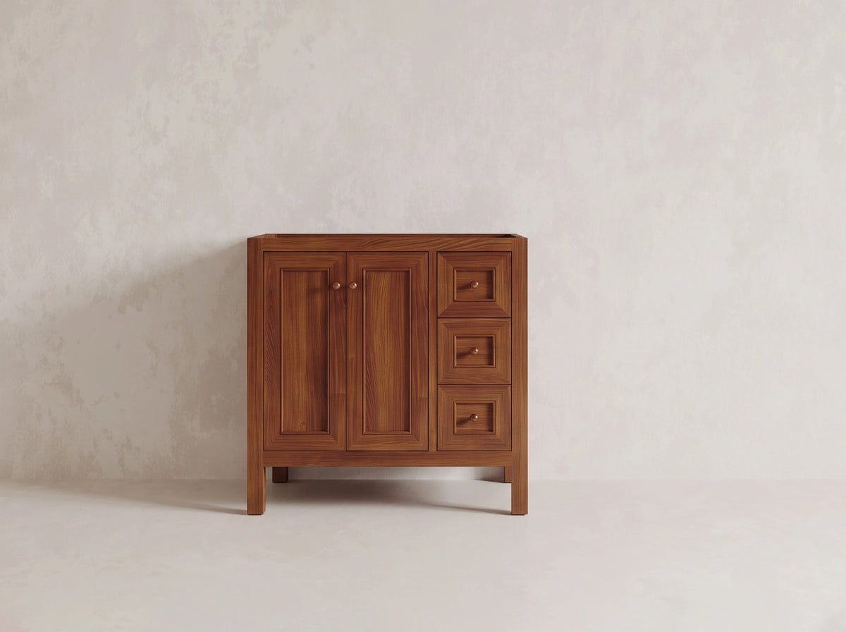 Nashville Teak Wood 36 in. W x 22 in. D Left Offset Sink Bathroom Vanity