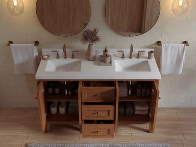 Nashville Teak Wood 60 in. W x 22 in. D Double Sink Bathroom Vanity