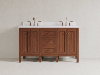 Nashville Teak Wood 60 in. W x 22 in. D Double Sink Bathroom Vanity