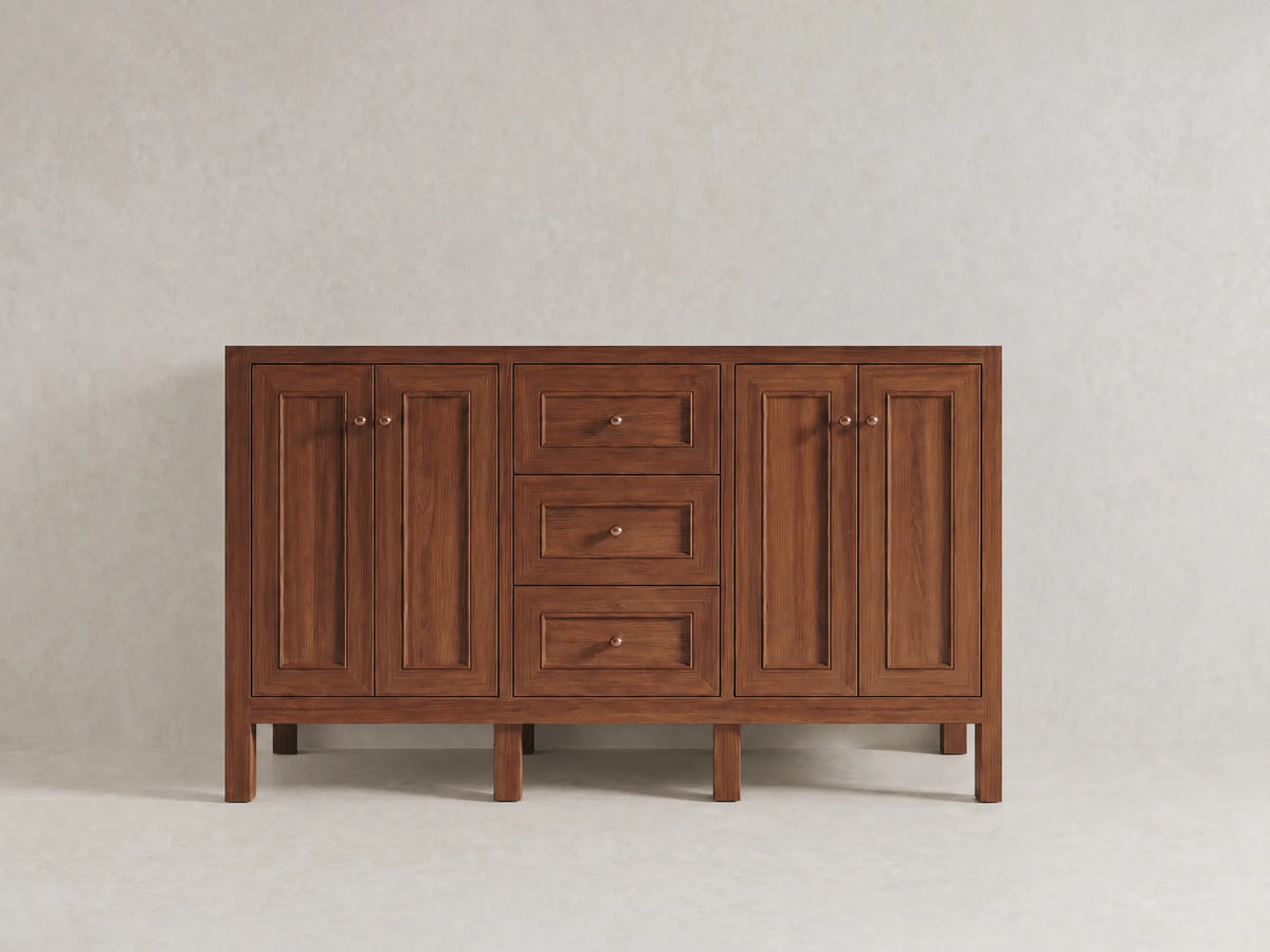 Nashville Teak Wood 60 in. W x 22 in. D Double Sink Bathroom Vanity