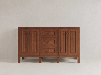 Nashville Teak Wood 60 in. W x 22 in. D Double Sink Bathroom Vanity