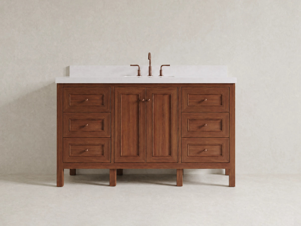 Nashville Teak Wood 60 in. W x 22 in. D Single Sink Bathroom Vanity
