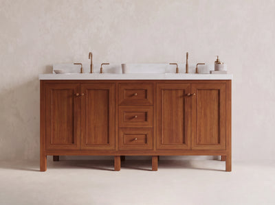 Nashville Teak Wood 72 in. W x 22 in. D Double Sink Bathroom Vanity