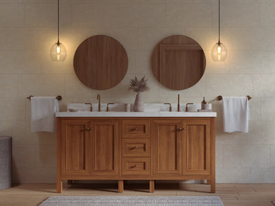 Nashville Teak Wood 72 in. W x 22 in. D Double Sink Bathroom Vanity