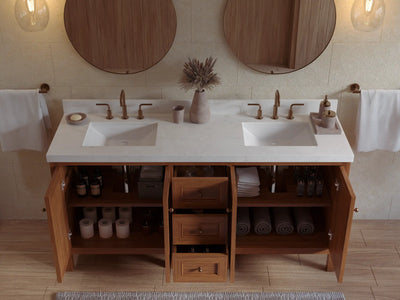 Nashville Teak Wood 72 in. W x 22 in. D Double Sink Bathroom Vanity