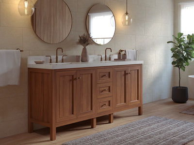 Nashville Teak Wood 72 in. W x 22 in. D Double Sink Bathroom Vanity
