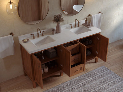 Nashville Teak Wood 72 in. W x 22 in. D Double Sink Bathroom Vanity
