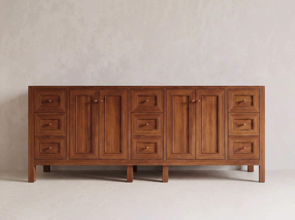 Nashville Teak Wood 84 in. W x 22 in. D Double Sink Bathroom Vanity