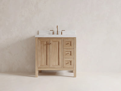 Nashville Teak Wood 36 in. W x 22 in. D Center Sink Bathroom Vanity
