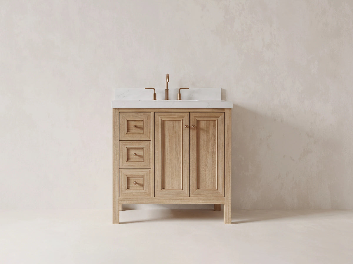 Nashville 36 in. W x 22 in. D Center Sink Teak Wood Bathroom Vanity