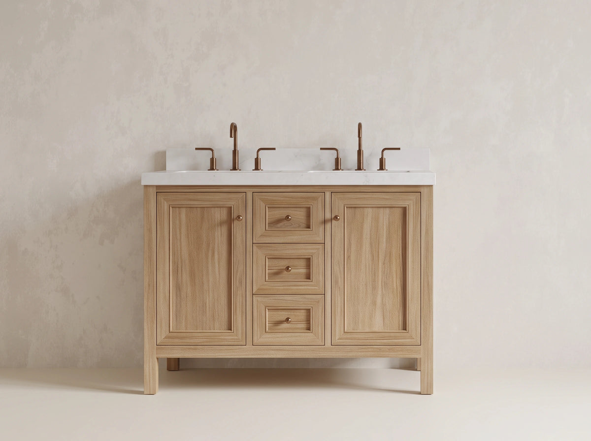 Nashville Teak Wood 48 in. W x 22 in. D Double Sink Bathroom Vanity