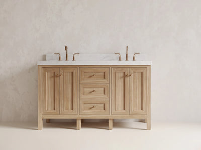 Nashville Teak Wood 60 in. W x 22 in. D Double Sink Bathroom Vanity