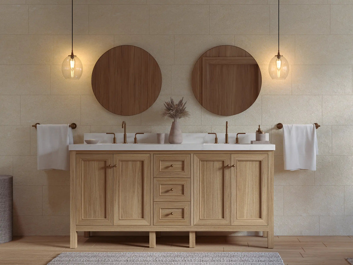 Nashville Teak Wood 72 in. W x 22 in. D Double Sink Bathroom Vanity