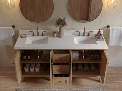 Nashville Teak Wood 72 in. W x 22 in. D Double Sink Bathroom Vanity