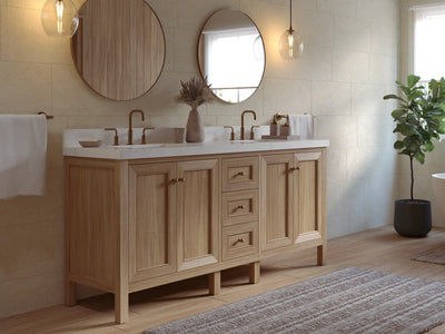 Nashville Teak Wood 72 in. W x 22 in. D Double Sink Bathroom Vanity